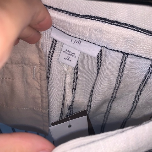 J. Jill Blue Striped Linen Blend Casual Wide Leg Pants NEW Size 12 Petite - Picture 5 of 9